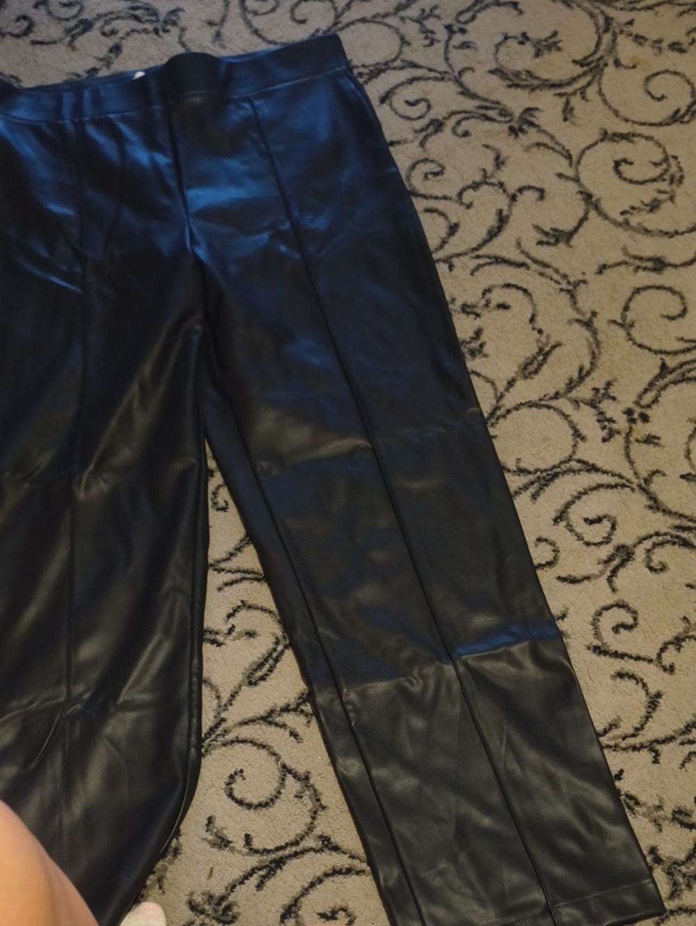 Loft Faux Leather Black Straight-Leg Pants Large Tall From Loft